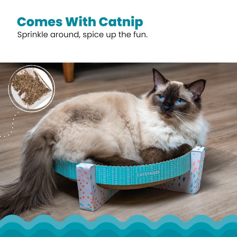 Catstages Scratch, Snuggle & Rest â€“ 2â€‘inâ€‘1 Indoor Cat Scratcher & Elevated Cat Lounger, Catnip Included - Image 4